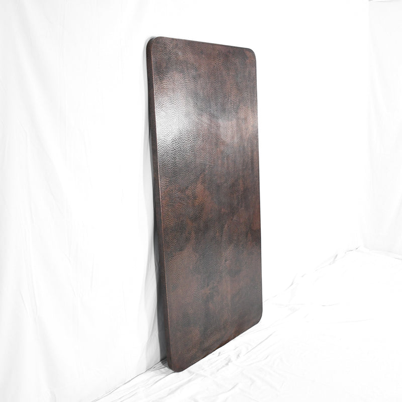 Profile view of Rectangle Copper Tabletop - Hammered Texture & Dark Shiny Finish - Artesanos