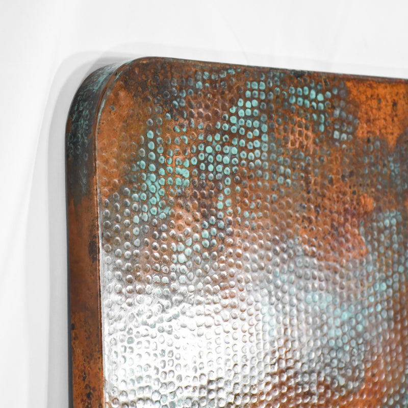 Rectangle Copper Tabletop - Hammered Texture & Verdegris Patina ...