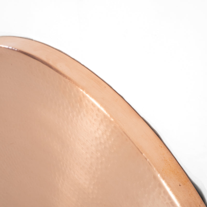 Round Hammered Copper Tabletop - Raw Anti-Microbial Copper - Edge Detail