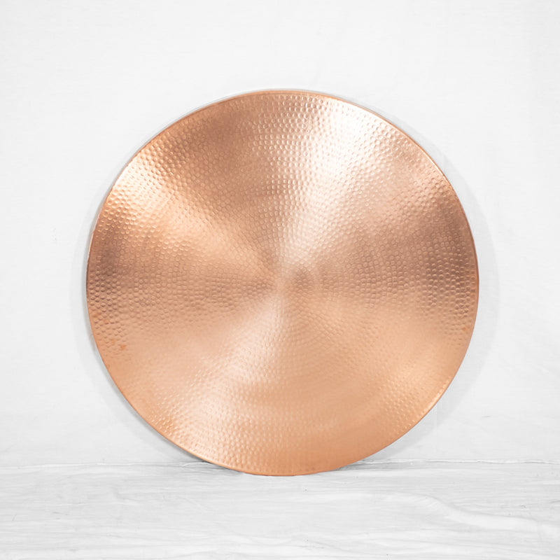Round Hammered Copper Tabletop - Raw Anti-Microbial Copper - Front View