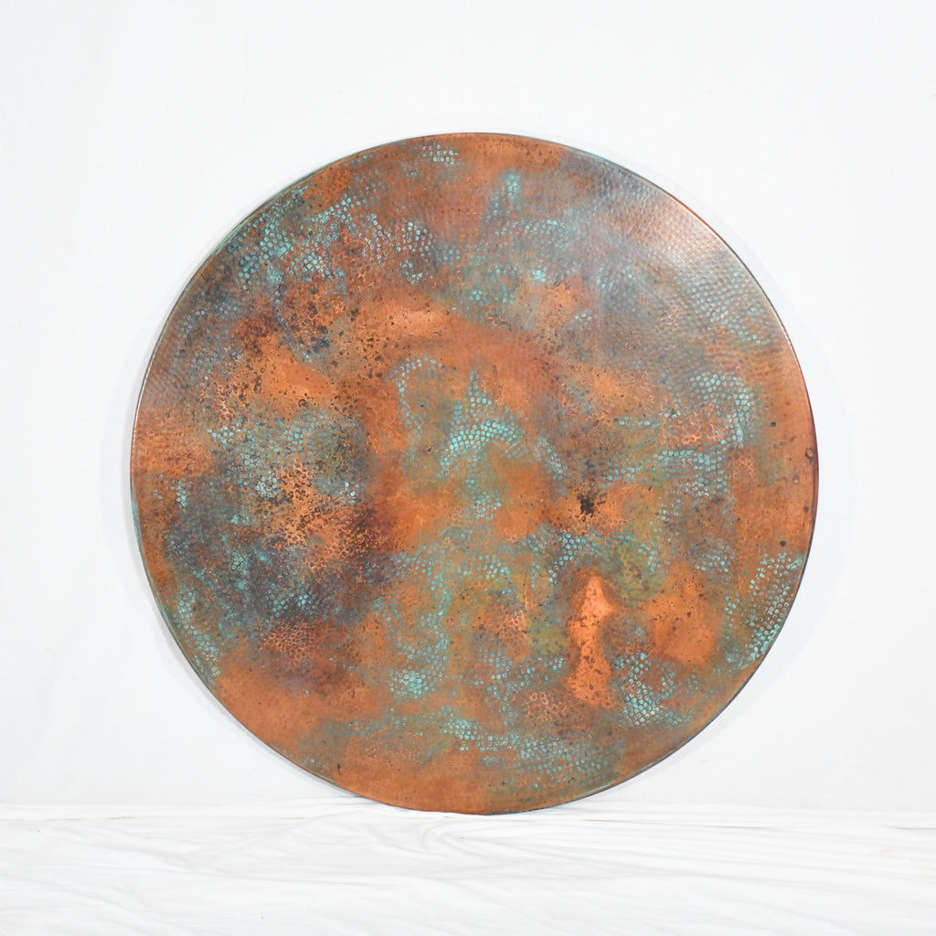 Copper Tabletop Round Copper Tabletop with Hammered Texture & Natural Finish ...