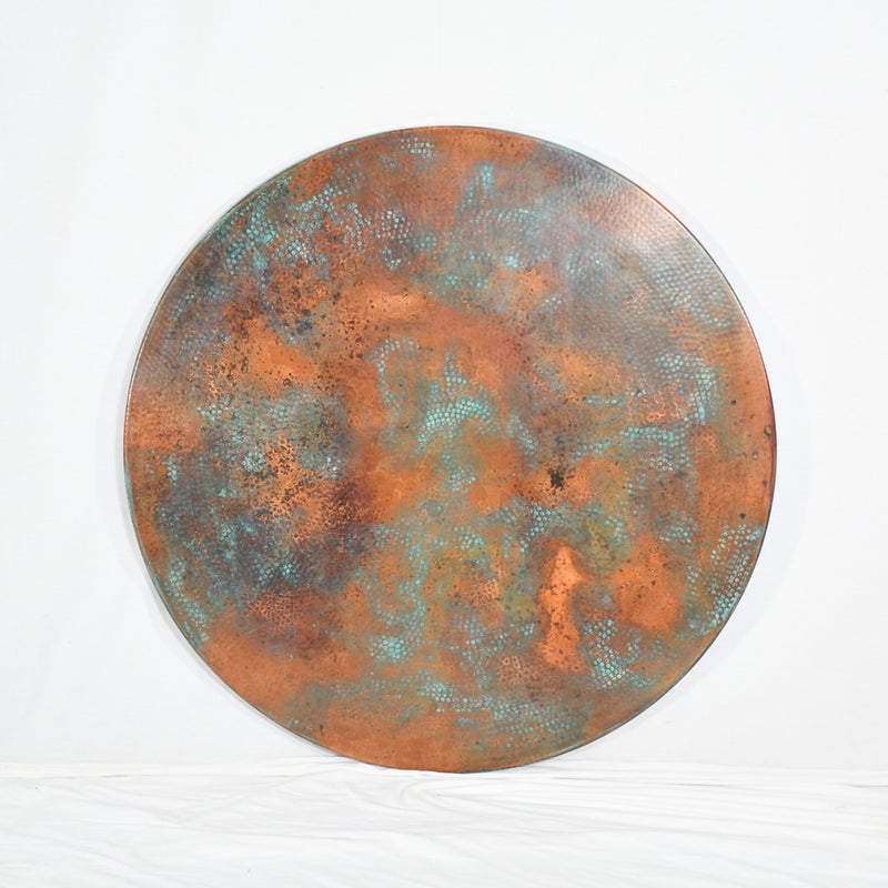Round Hammered Copper Tabletop - Raw Shiny Copper Anti-Microbial