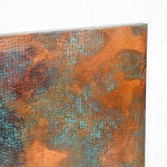 Detail View of Square Copper Tabletop - Verde Medley Patina with Hammered Texture - Artesanos