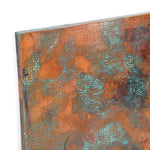 Corner Detail of Square Copper Tabletop - Verdegris Patina with Hammered Texture - Artesanos