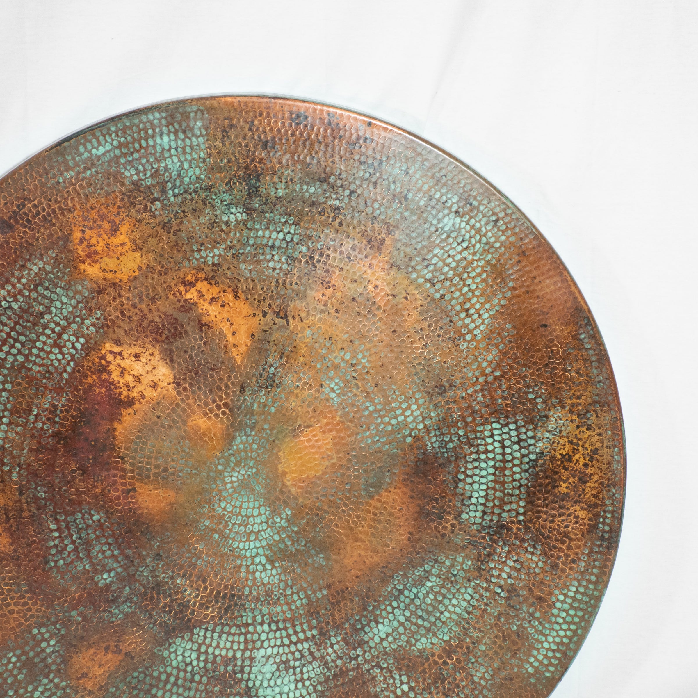 Copper Tabletop Round Copper Tabletop with Hammered Texture & Natural Finish ...