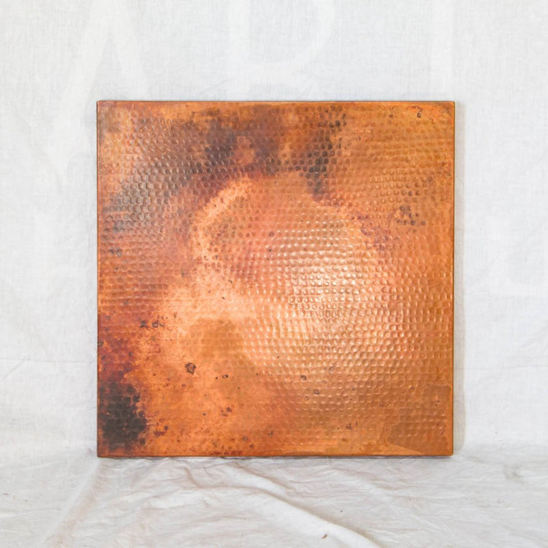 Hammered Copper Square Tabletop - Natural w/ Spots