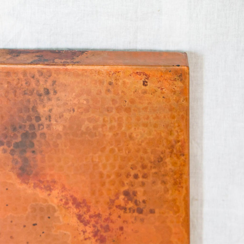 Hammered Copper Square Tabletop - Natural w/ Spots
