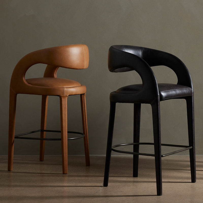 Hawkins Leather Counter Stool in Sonoma Butterscotch and Sonoma Black
