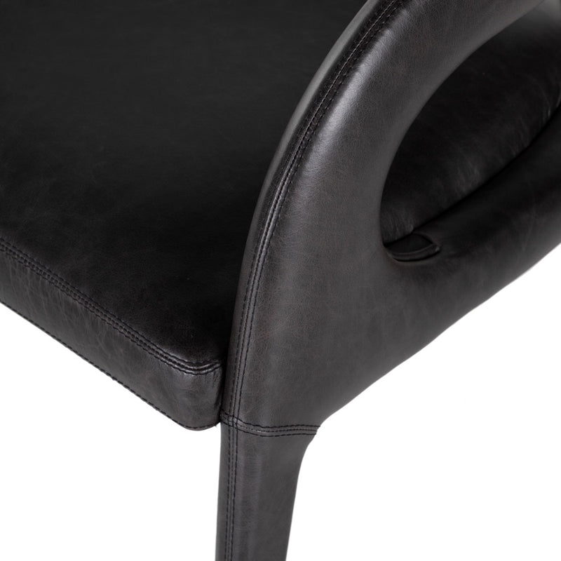 Hawkins Chair Sonoma Black Top Grain Leather Arms Four Hands