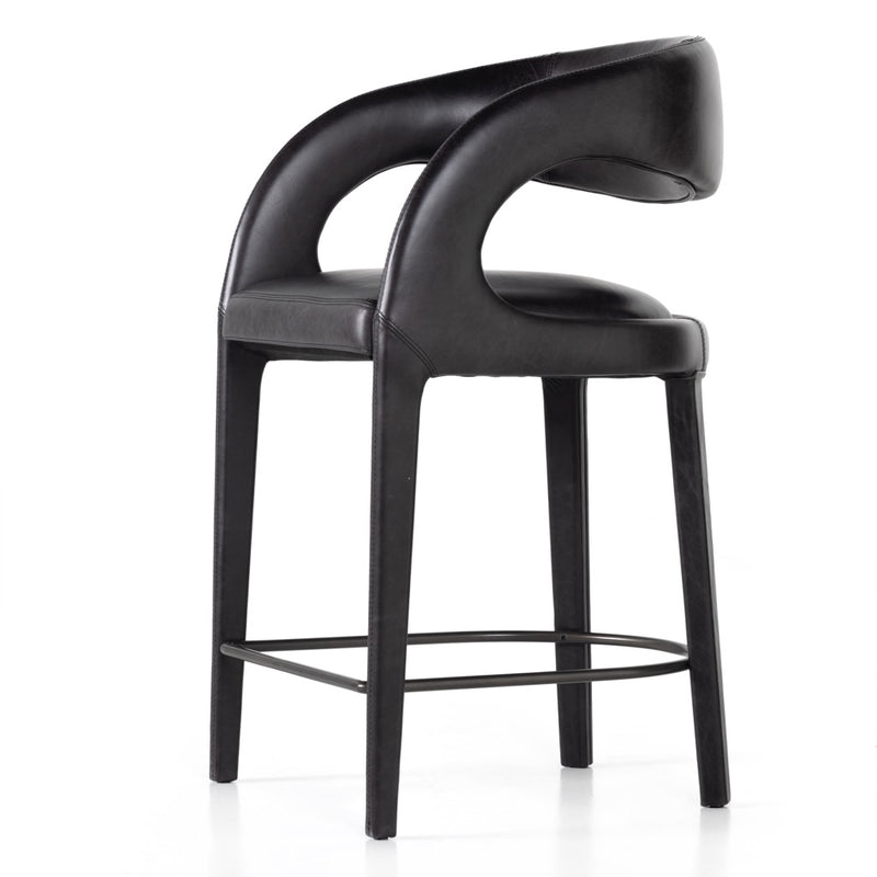 Four Hands Hawkins Counter Stool Sonoma Black Angled View