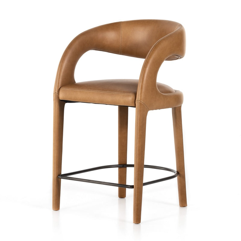 Hawkins Leather Counter Stool Angled View