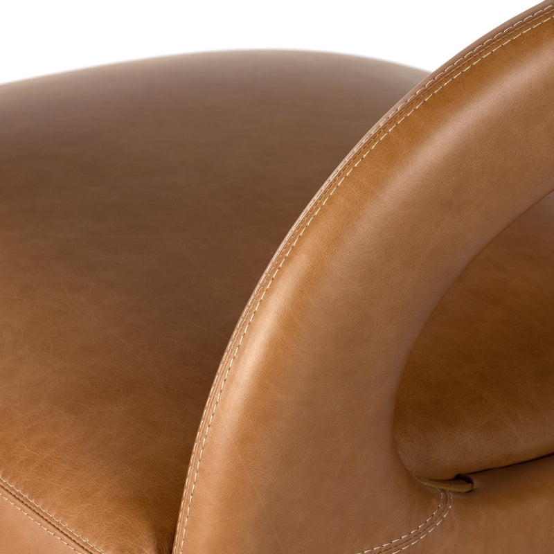 Hawkins Swivel Chair Sonoma Butterscotch Top Grain Leather Seating Four Hands