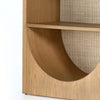 Four Hands Higgs Bookcase - Honey Oak Veneer Bottom Shelf Arch View