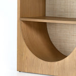 Four Hands Higgs Bookcase - Honey Oak Veneer Bottom Shelf Arch View