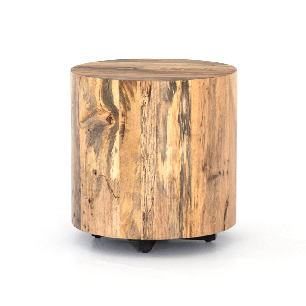 Hudson Round End Table Spalted Primavera Front View UWES-201
