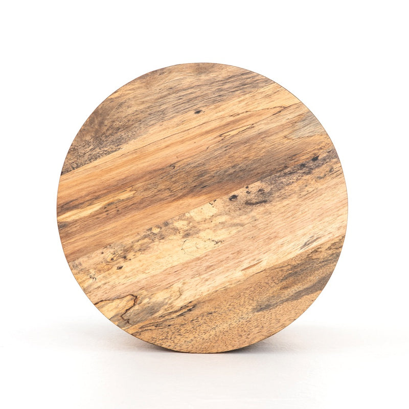 Hudson Round End Table Spalted Primavera Top View UWES-201
