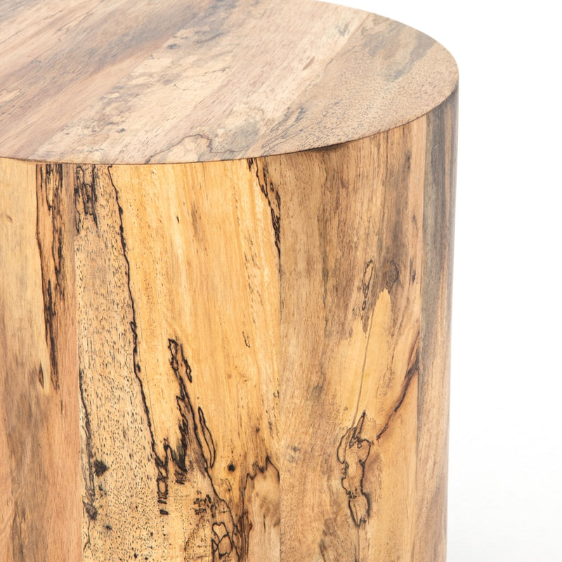 Hudson Round End Table Spalted Primavera Rounded Edge Detail UWES-201
