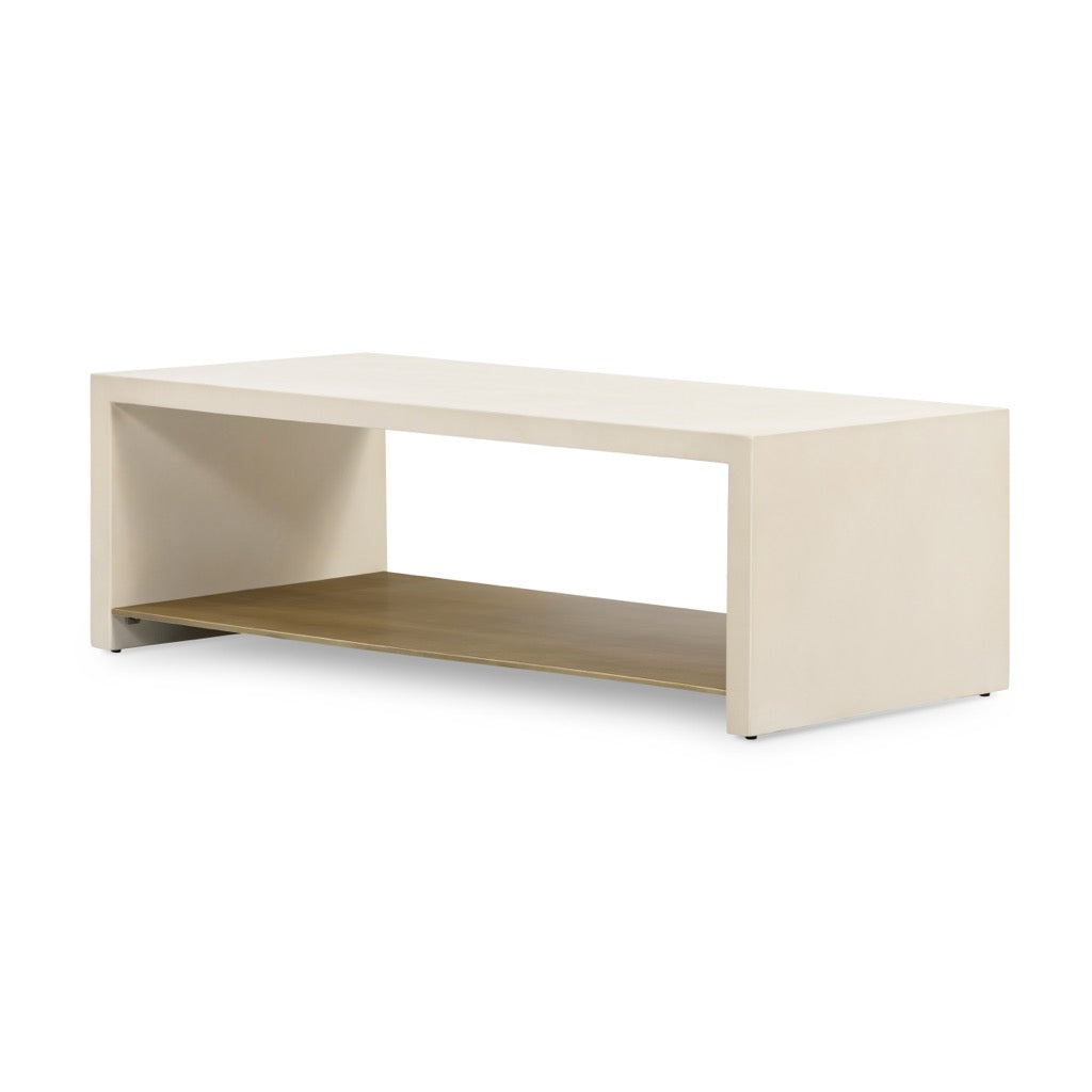 Hugo Coffee Table Parchment White Angled View VEVR-001B
