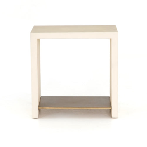 Hugo End Table Parchment White Front View VEVR-003B

