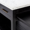 Ian Kitchen Island - White solid Marble with Acacia wood