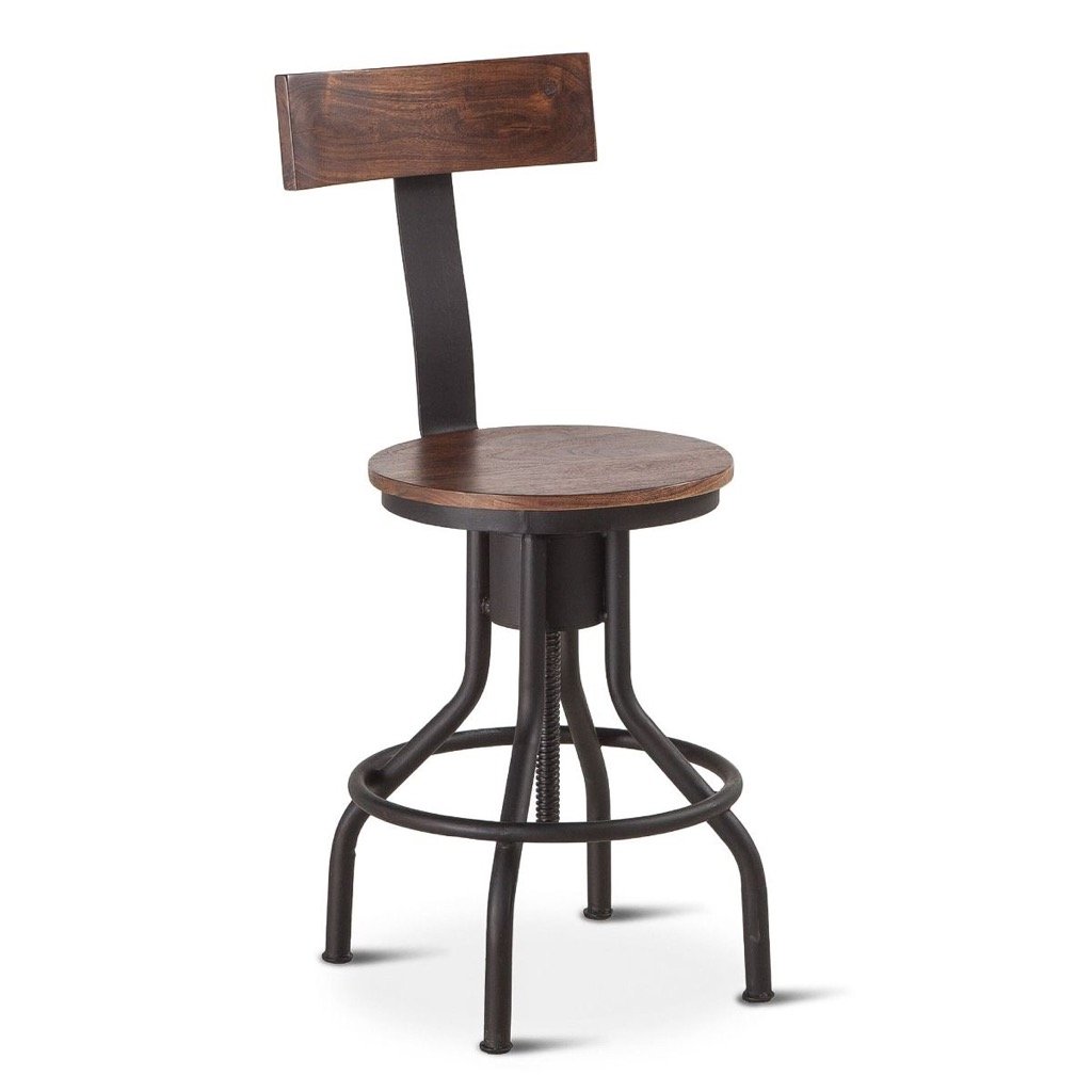 Industrial Modern Adjustable Height Stool angled view