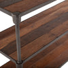 Industrial Teak Console Table - Teak Wood in Weathered Walnut close up of shelf