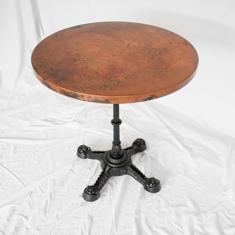 Round copper bistro table