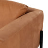 Jenkins Sofa close up right side and seat rest including the matte iron base