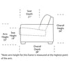 Kaden Sofa Side View Dimensions