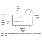 Kaden Sofa Side View Dimensions