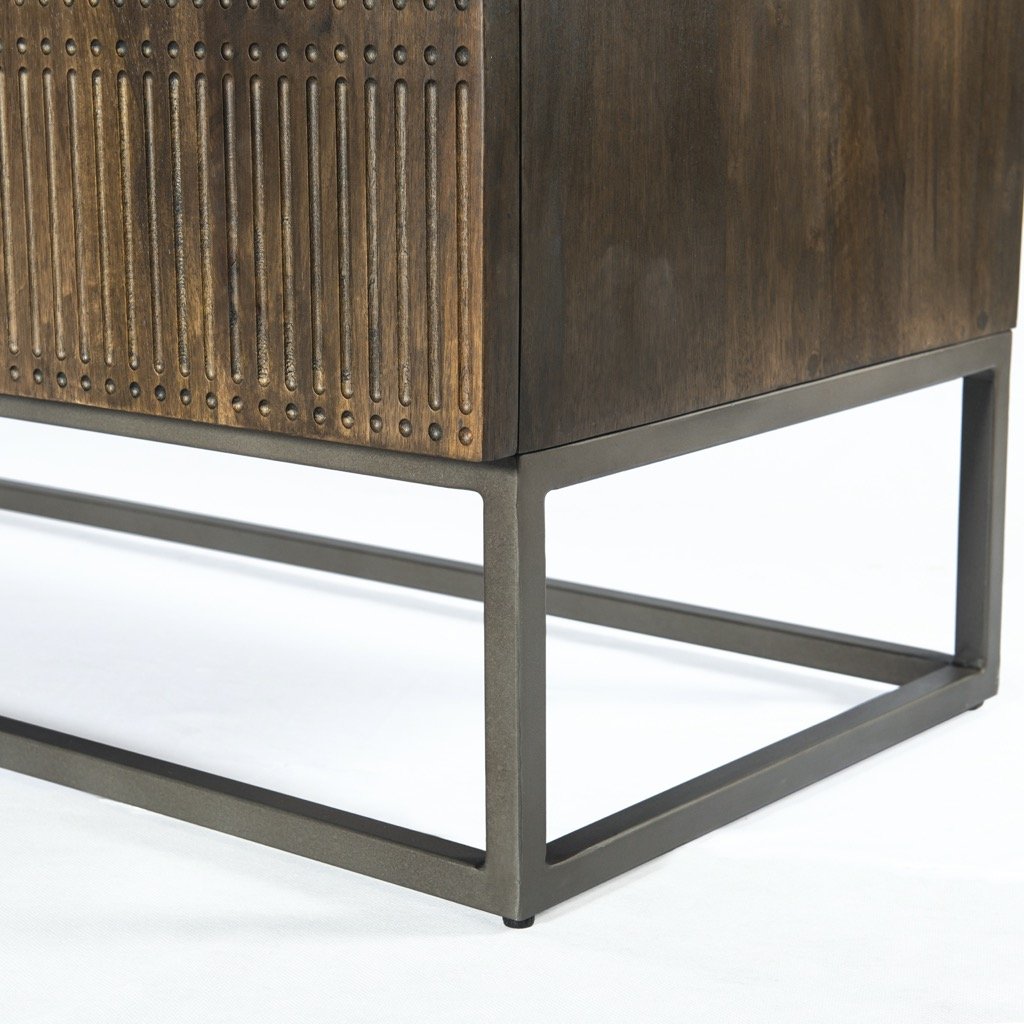 Kelby Media Console - Carved Vintage Brown | Four Hands
