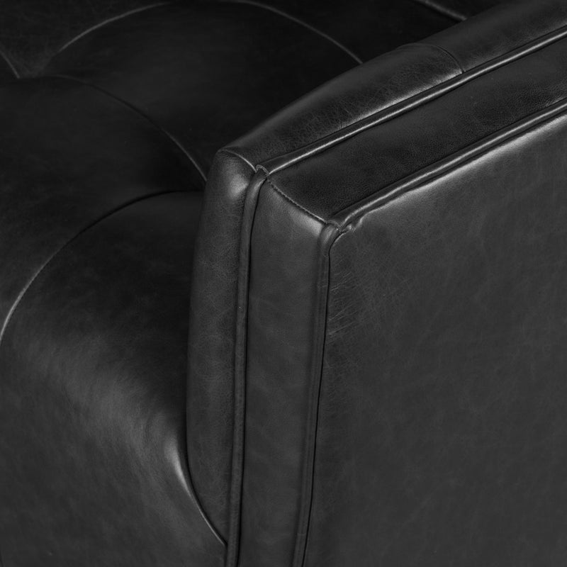 Black Leather Swivel Chair Four Hands