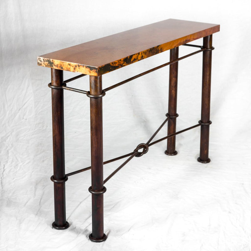 copper and iron console table