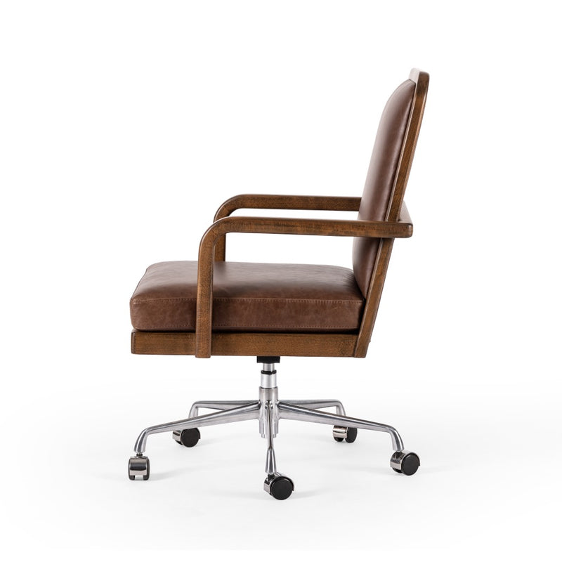 Lacey Desk Chair Sienna Brown Side View Four Hands