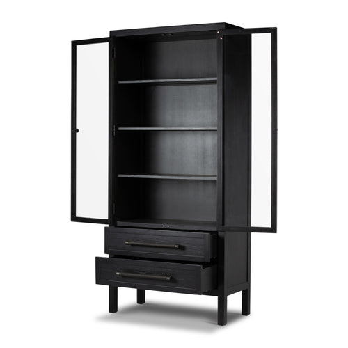 Laker Cabinet Black Oak Open Drawers and Doors 232357-002
