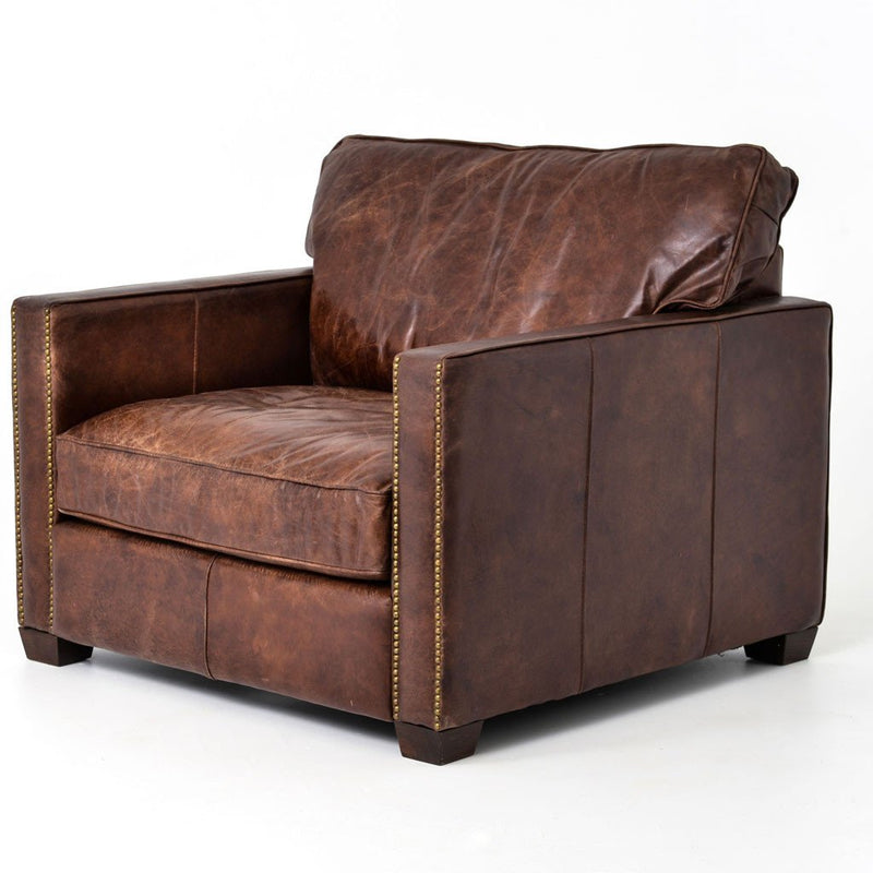 Larkin Brown Leather Club Chair Four Hands
