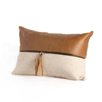 Leather & Linen Pillow Butterscotch Front View