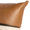Leather & Linen Pillow Butterscotch Top Corner Detail