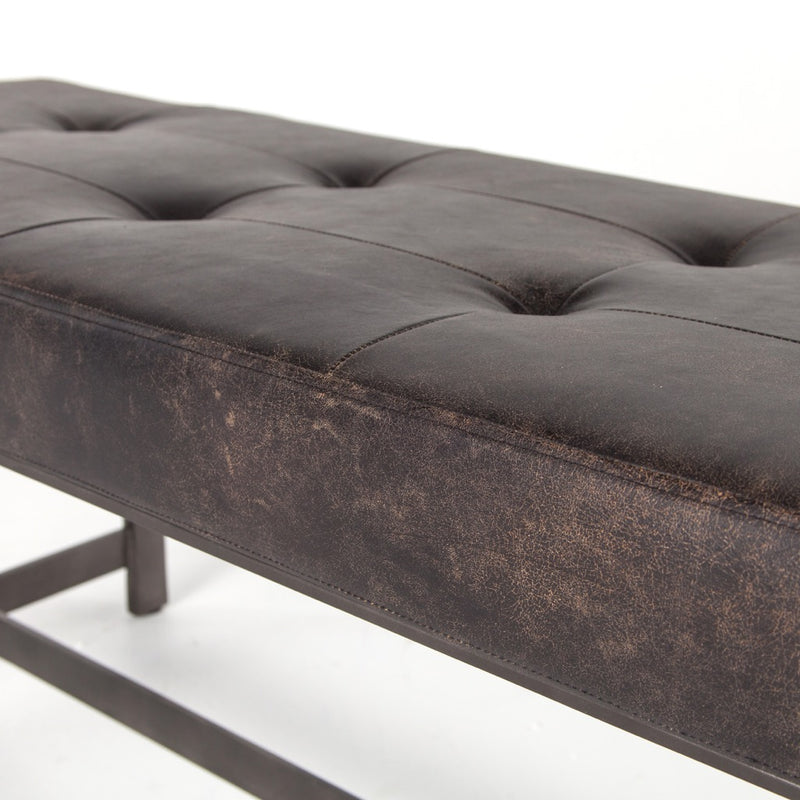 Lindy Bench - Tufted Leather Seat