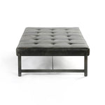 black leather coffee table tufted