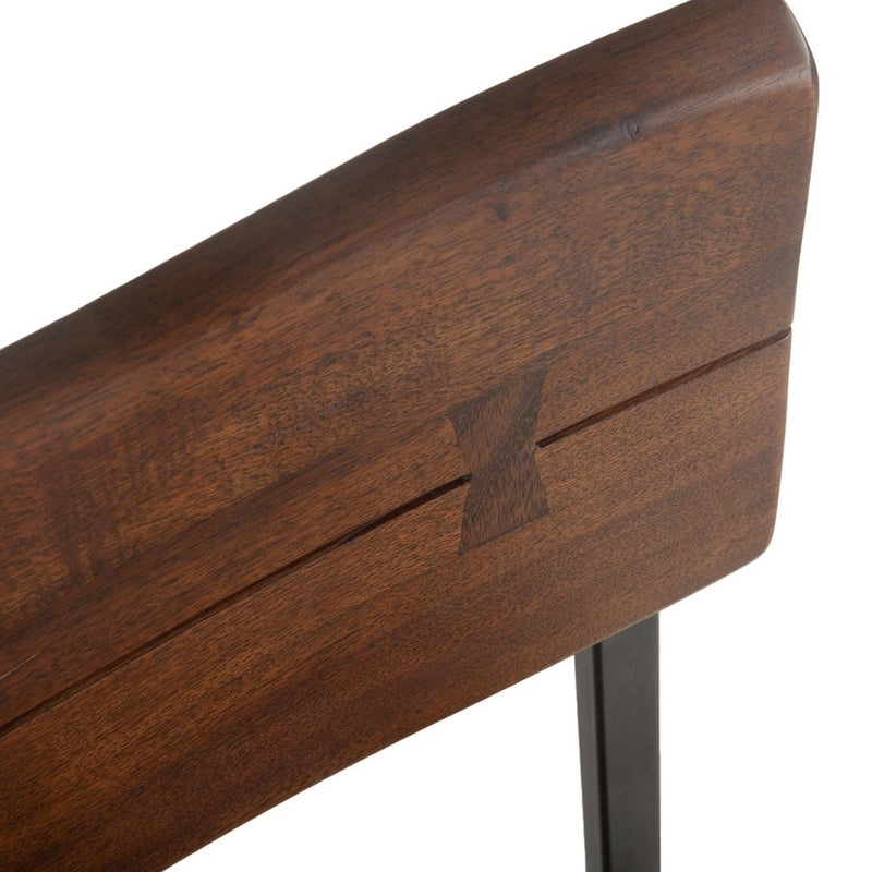 Loft Acacia Wood and Steel Dining Chair close up back rest
