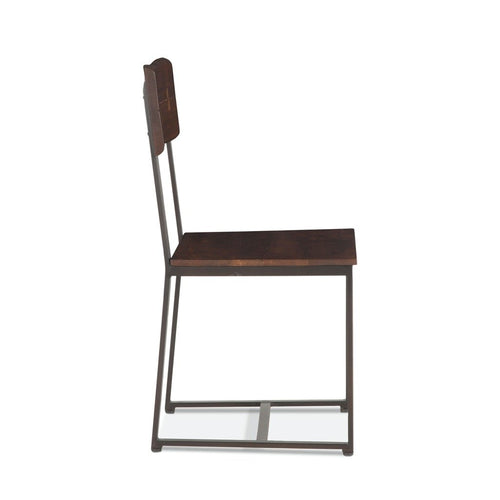 Loft Acacia Wood and Steel Dining Chair side view