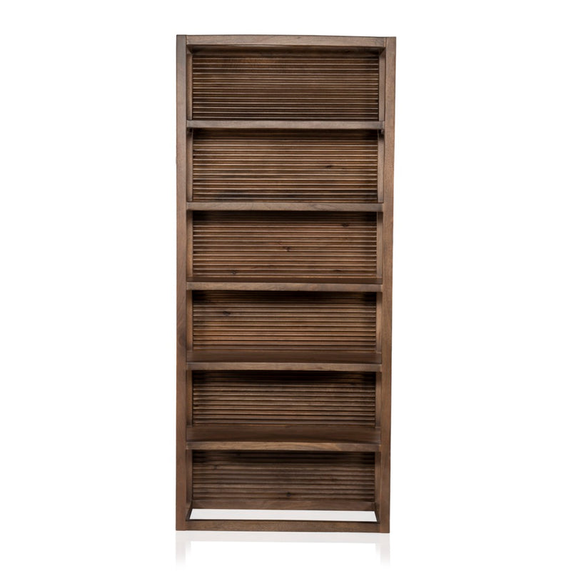 Lorne Bookshelf Dusty Reeded Brown Front View 225956-003
