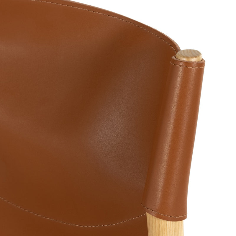 Lulu Armless Dining Chair saddle leather top of back