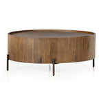 Lunas Drum Coffee Table Caramel Guanacaste Angled View Four Hands