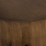 Four Hands Lunas Drum Coffee Table Caramel Guanacaste Rounded Edge Detail
