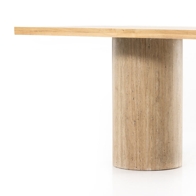 Malia Dining Table - Cylindrical Legs of Solid Travertine