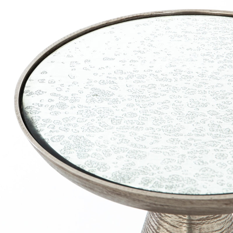 Marlow Pedestal Table Brushed Nickel Glass Tabletop IMAR-48
