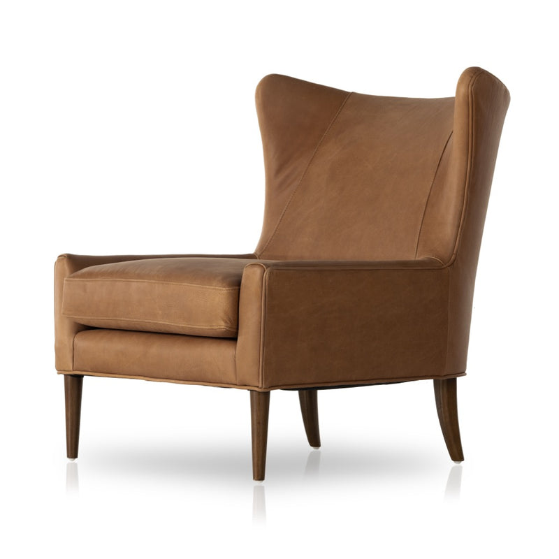 Marlow Wing Chair Palermo Cognac Angled View 106148-012
