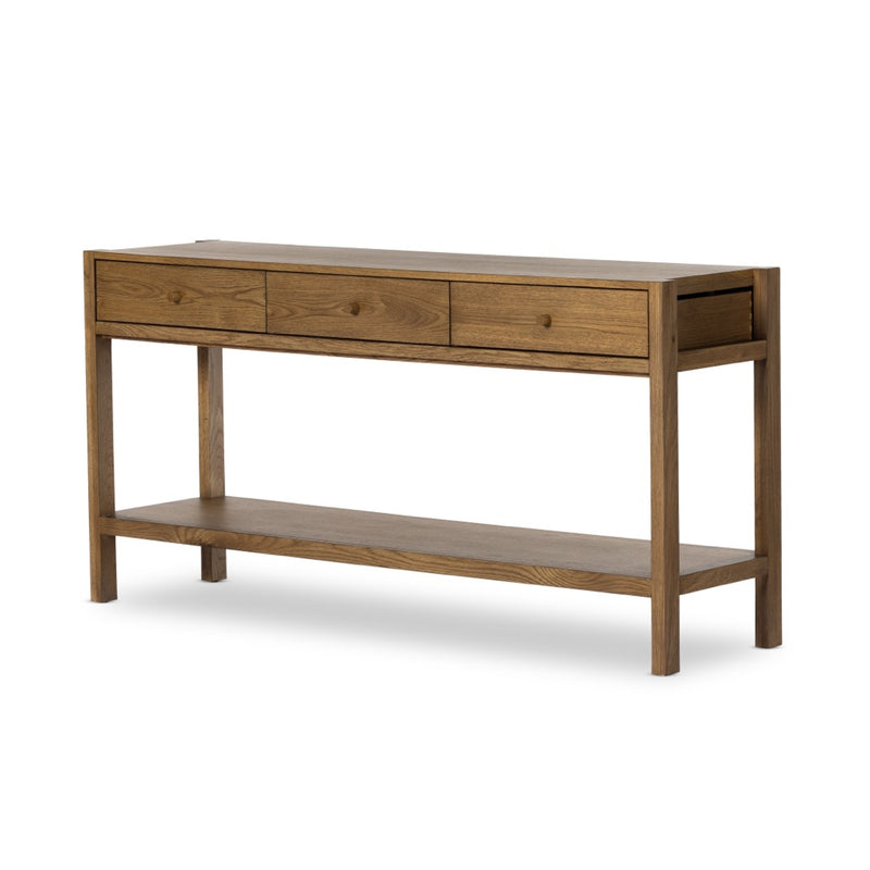 Meadow Console Table Tawny Oak Angled View 229646-003

